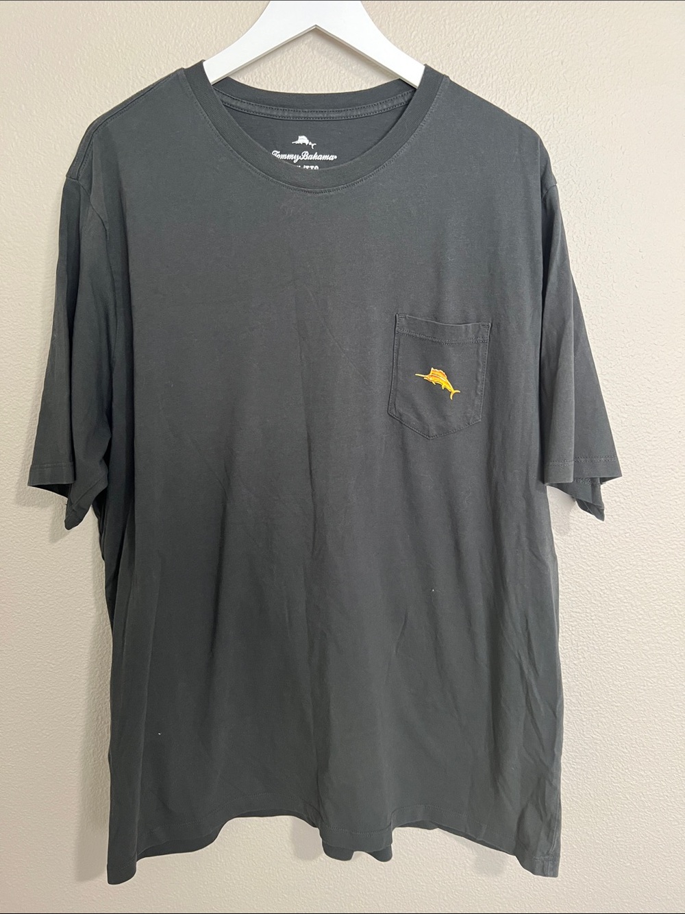 Tommy Bahama Black Pocket Tee with Classic Marlin Logo